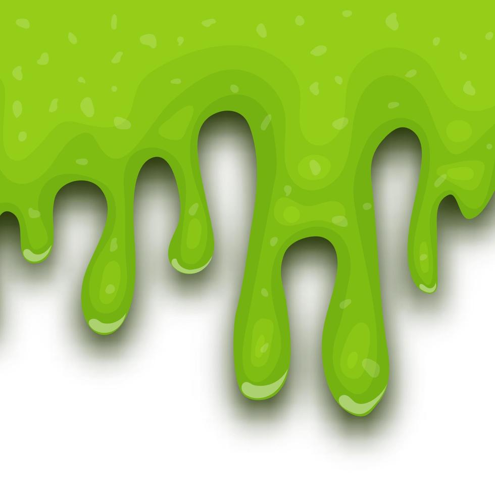 Green dripping liquid slime on white background. Vector illustration