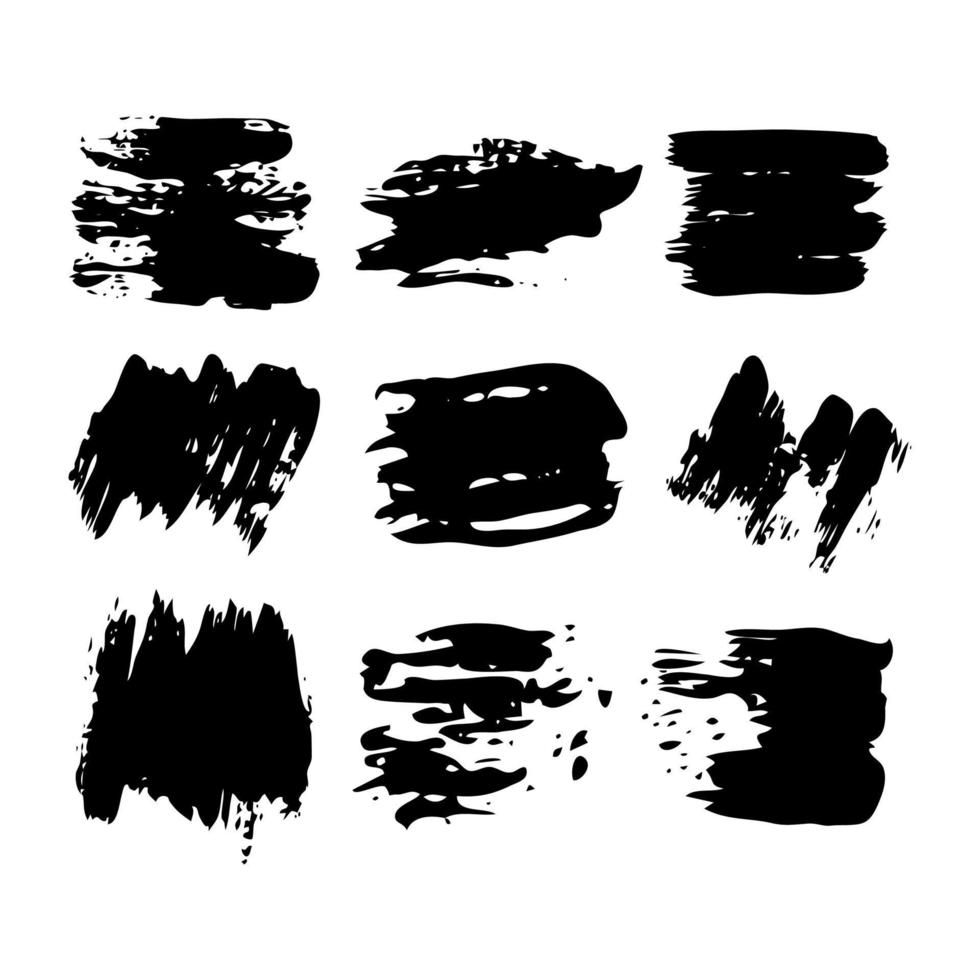 Sketch Scribble Smears. Set of nine Hand drawn Paint Scribble Stains. Vector illustration.