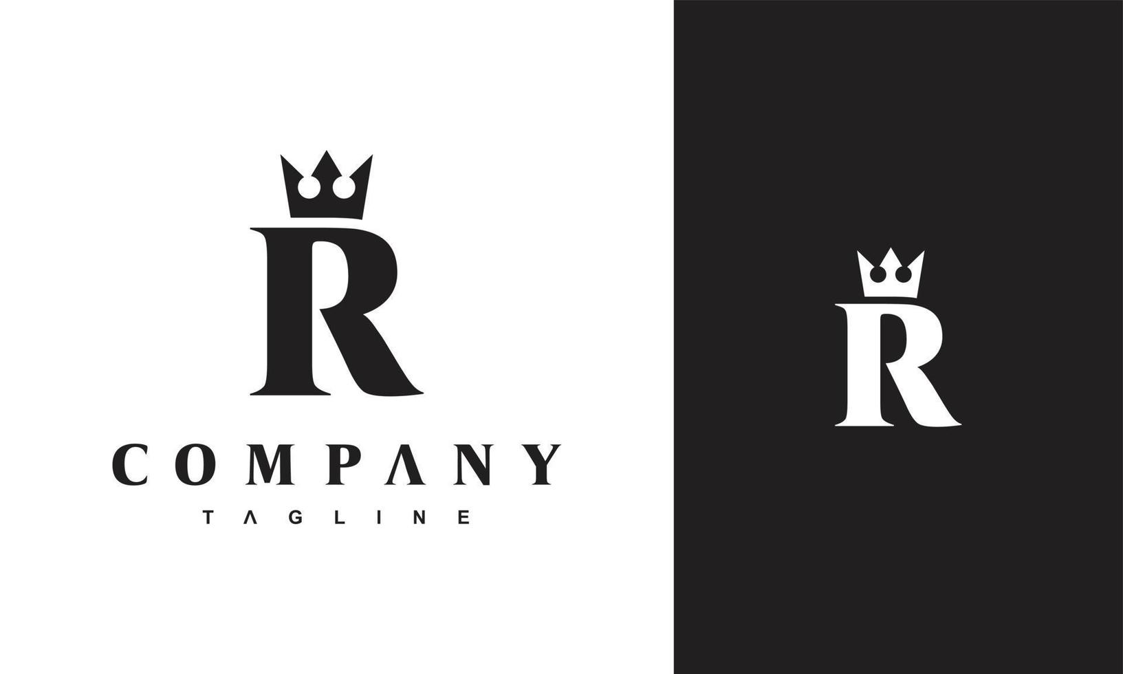 initial R elegant crown logo vector