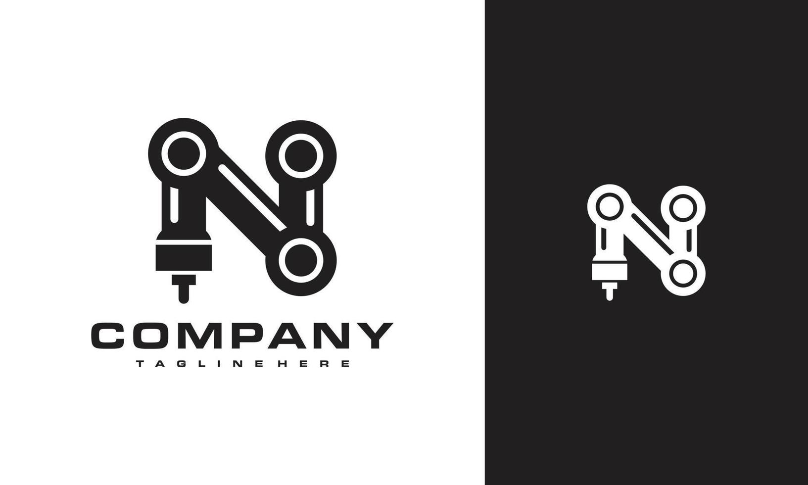 initial N robot logo vector