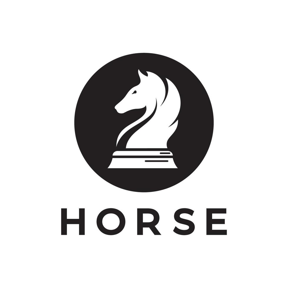 Chess strategy game logo with horse, king, pawn, minister and rook. Logo for chess tournament, chess team, chess championship, chess game application. vector