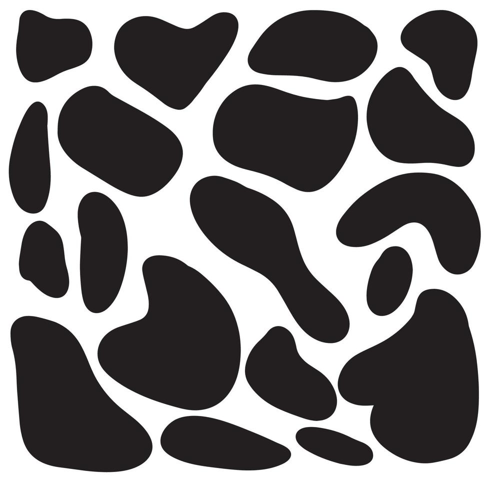 Irregular shapes of amorphous liquid, black spots of organic liquid, a simple spot highlighted on a white background. vector