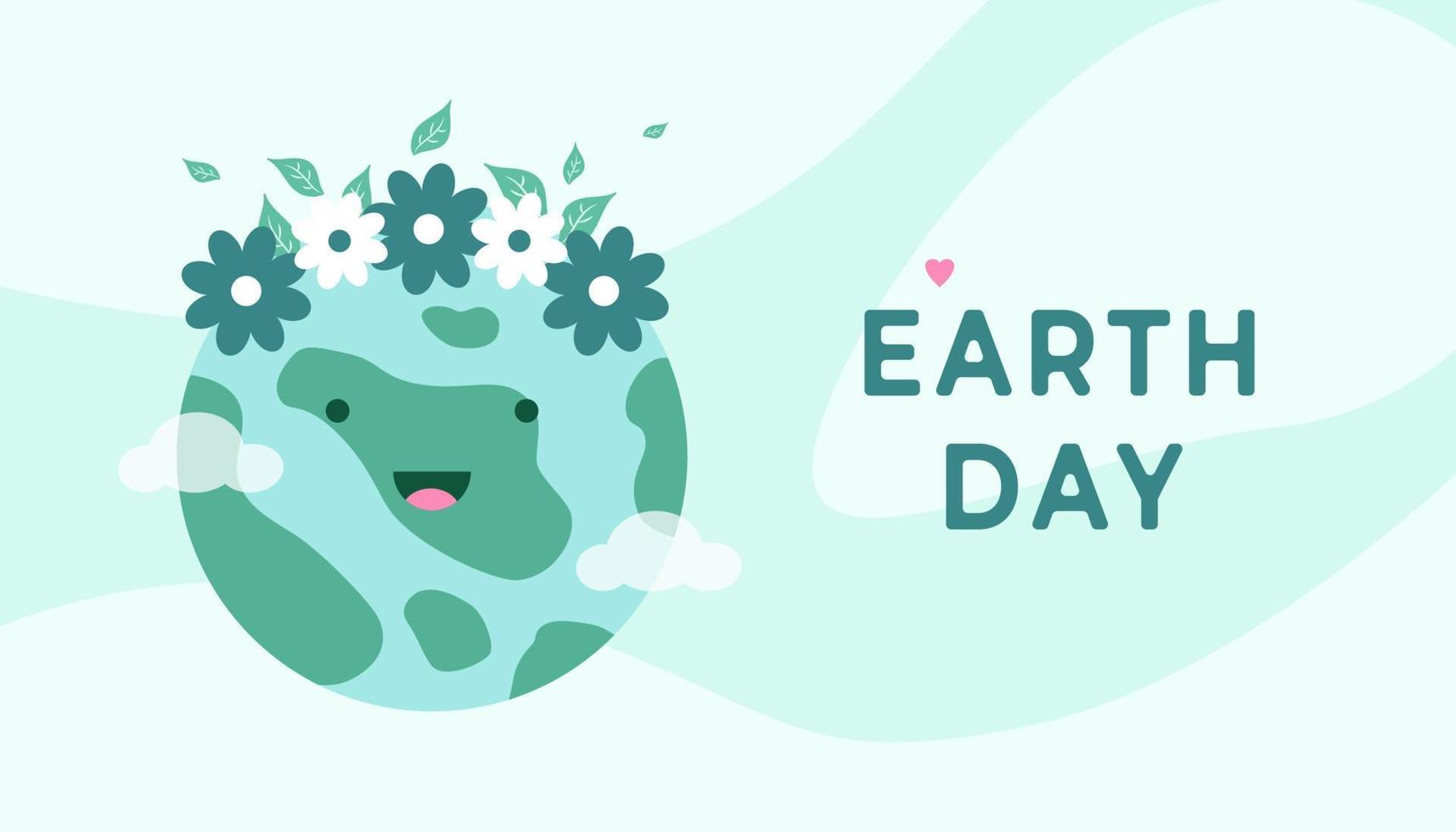 tierra día. vector ilustración de el planeta en dibujos animados estilo. diseño para bandera o tarjeta ambiental proteccion.