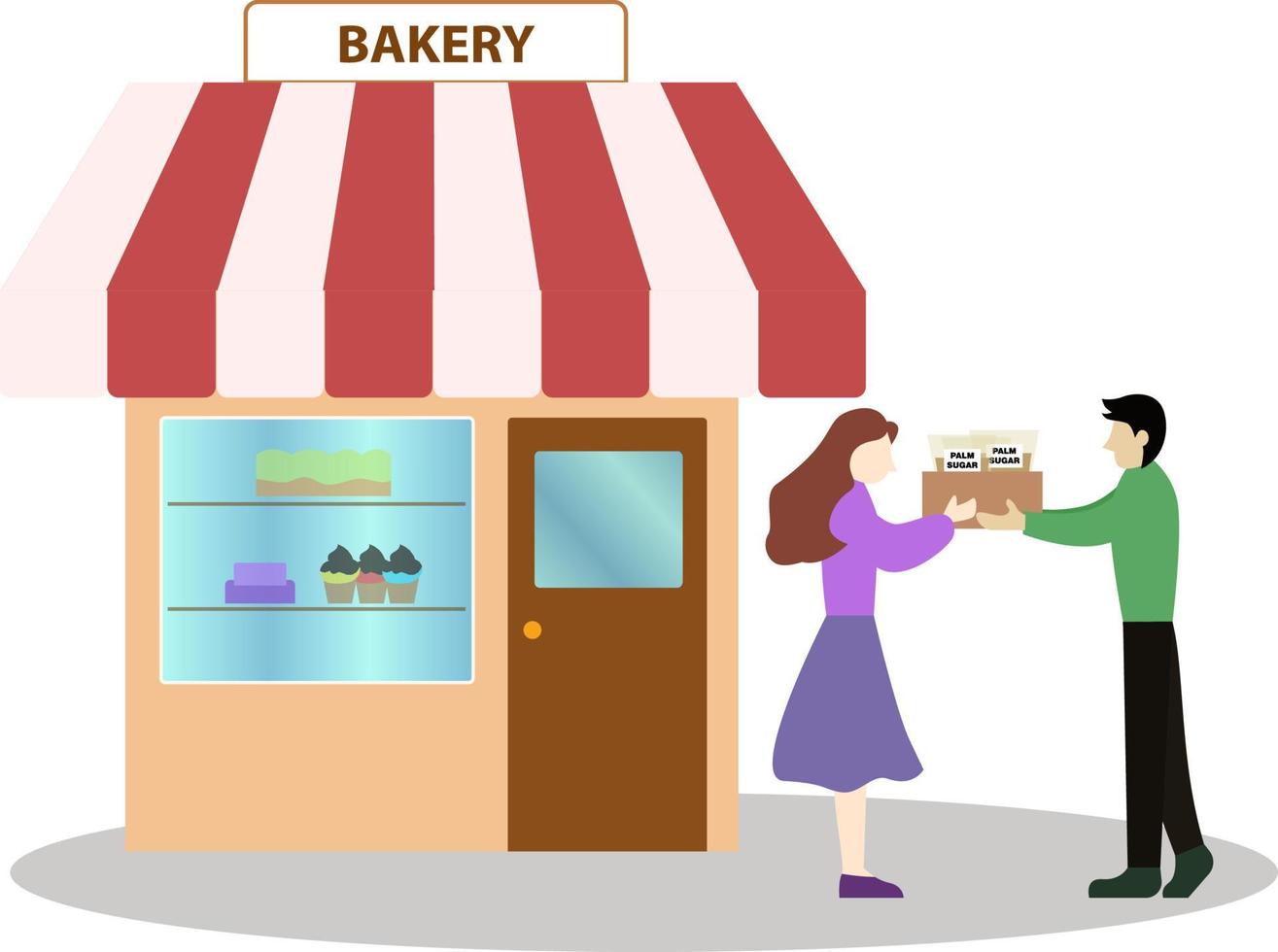 el panadero recibe productos alimenticios valores para su panadería, cliente orden valores para su Tienda vector