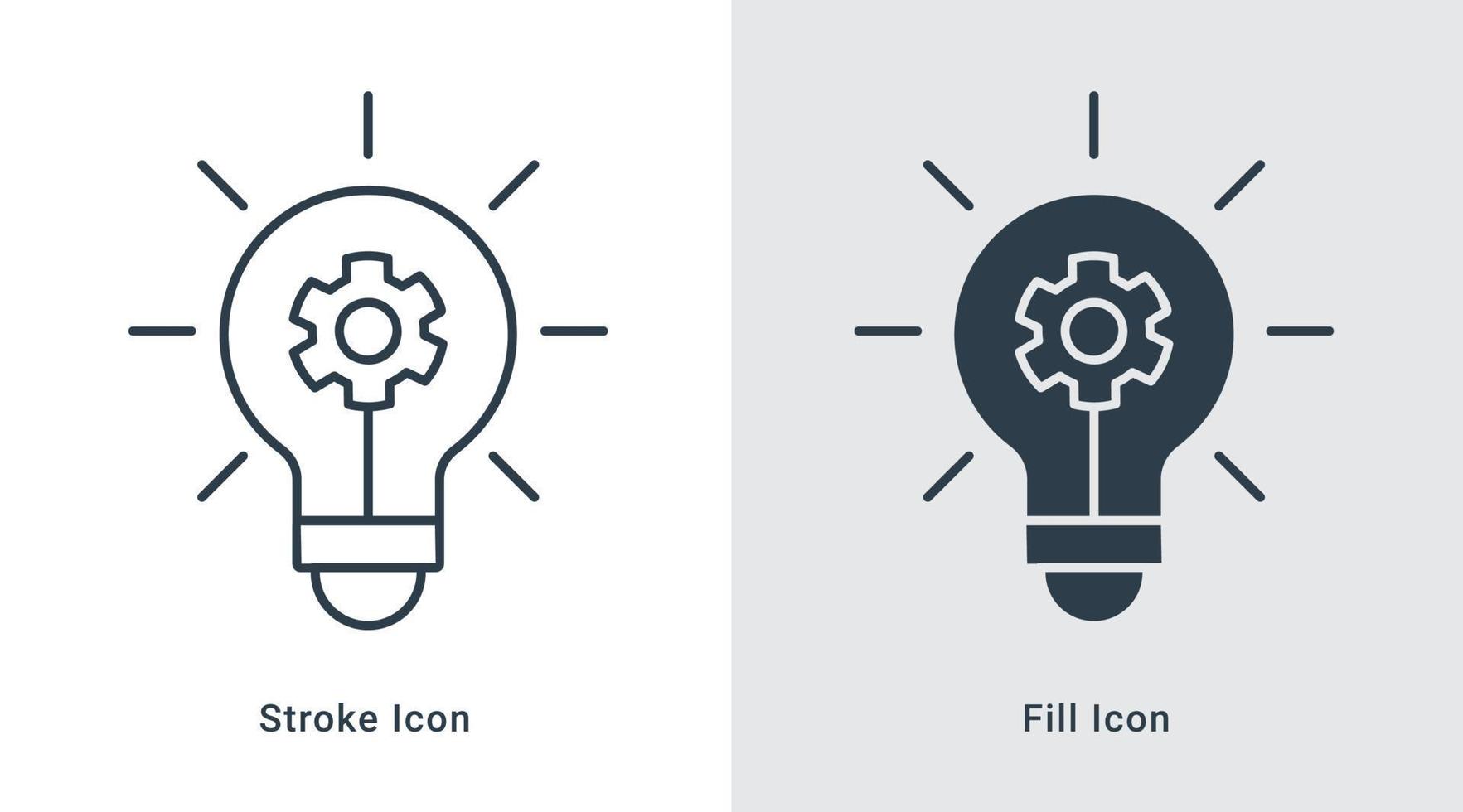 Light bulb with pen idea icon line art and fill vector