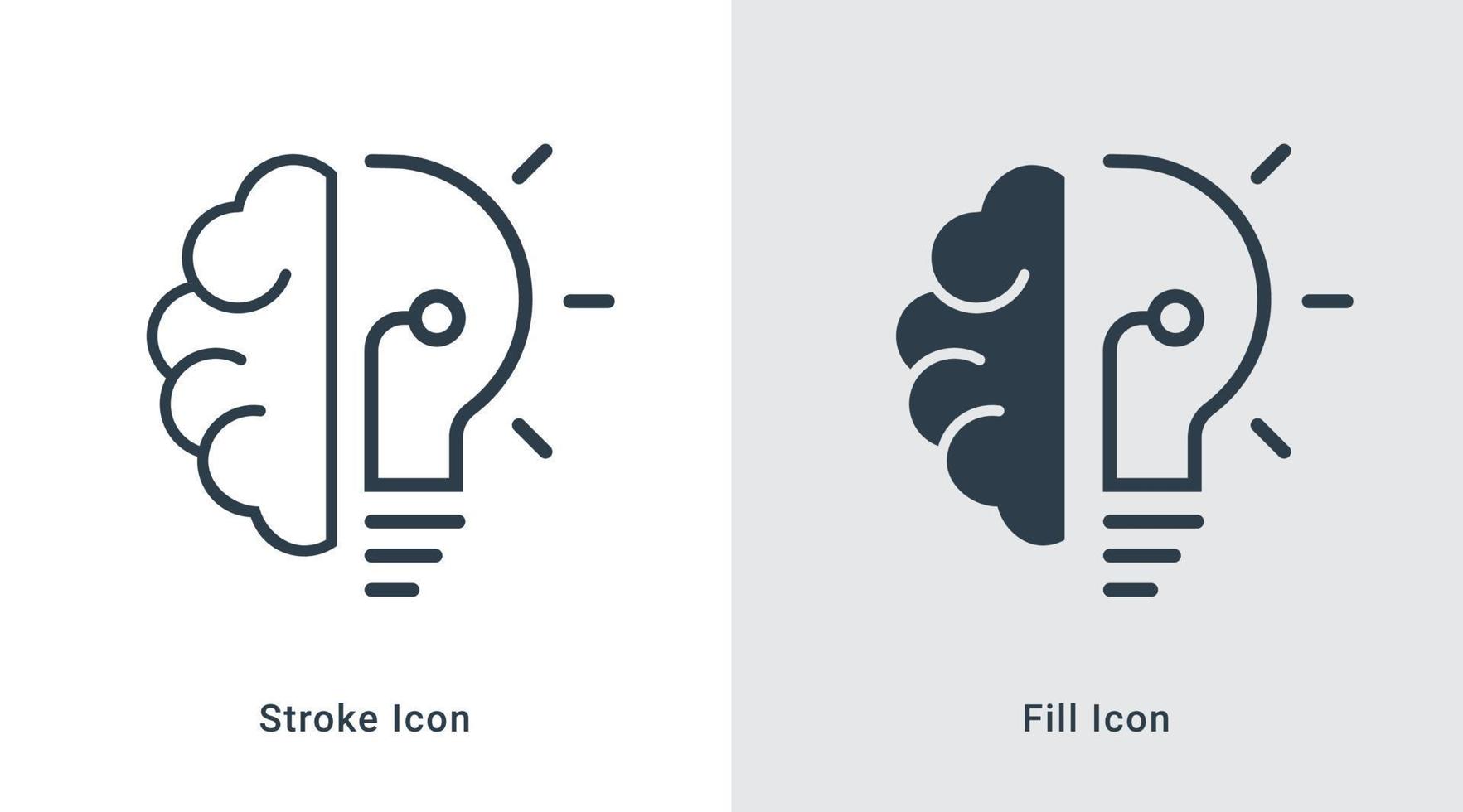 Light bulb with pen idea icon line art and fill vector