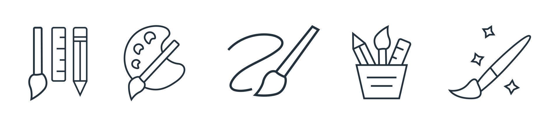 Creative Fine Art Icon and design Line Icons Set vector