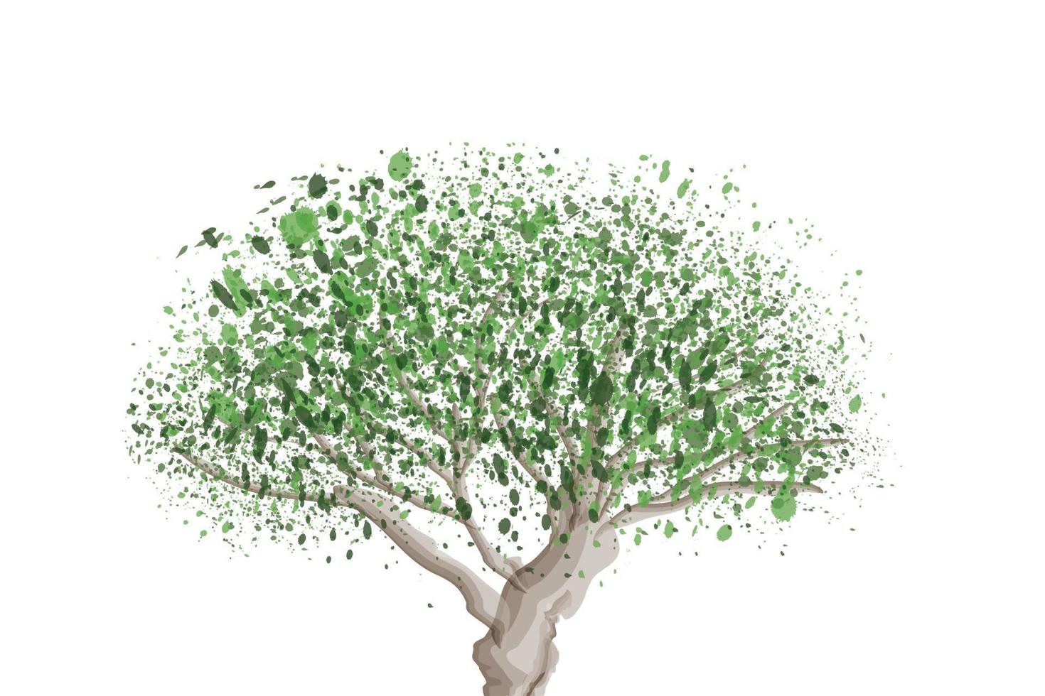 Watercolor Tree Illustration drawing vector