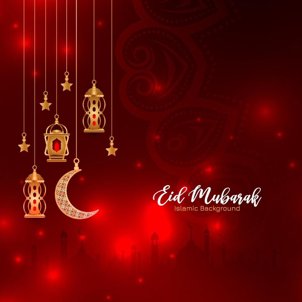 eid Mubarak musulmán religioso festival saludo tarjeta diseño vector