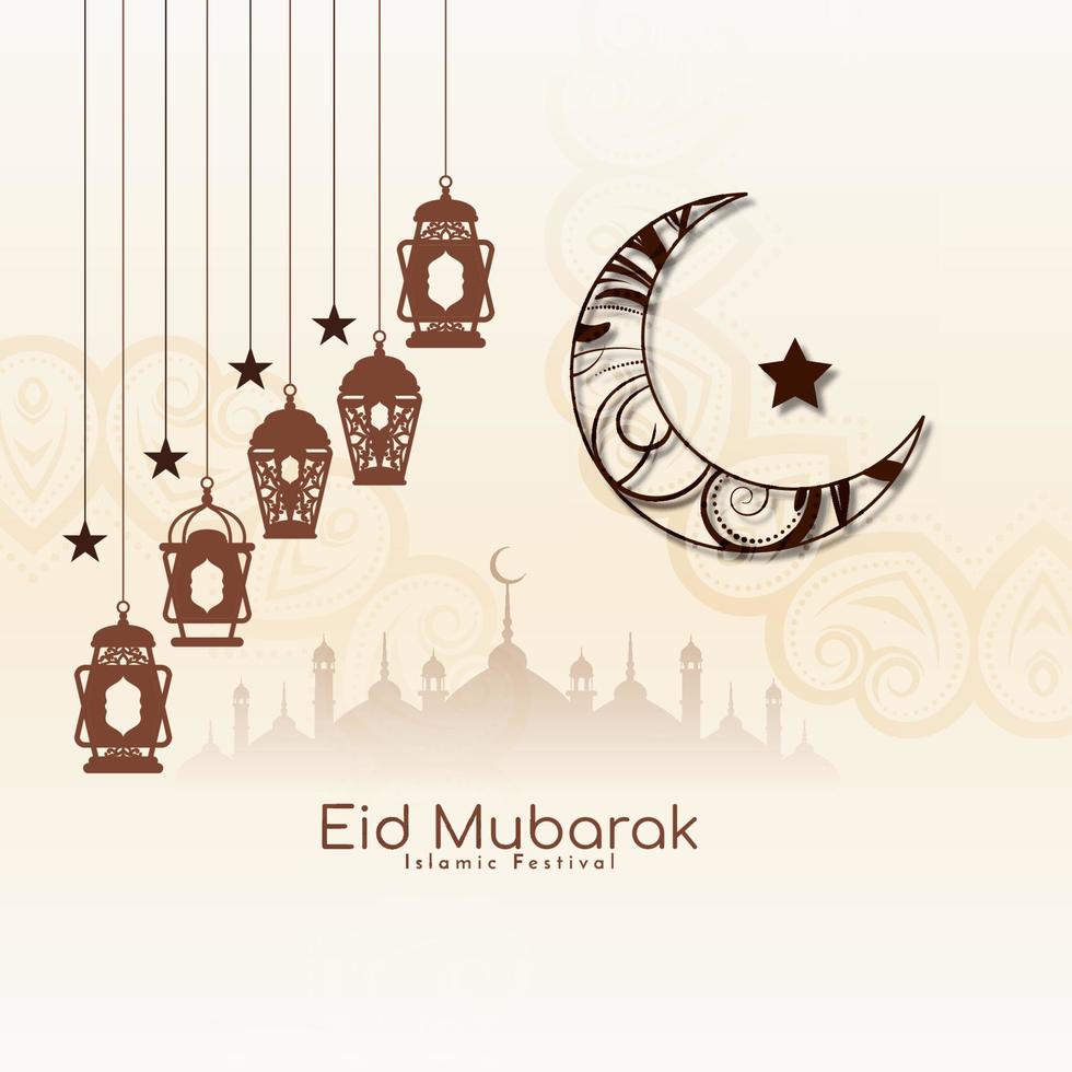 Eid Mubarak muslim religious festival background design vector