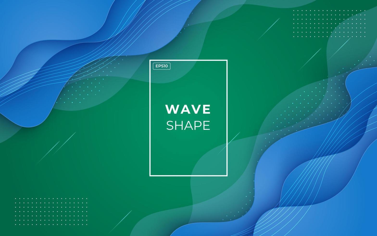 modern abstract green blue colors wavy shape layers geometric design background. eps10 vector