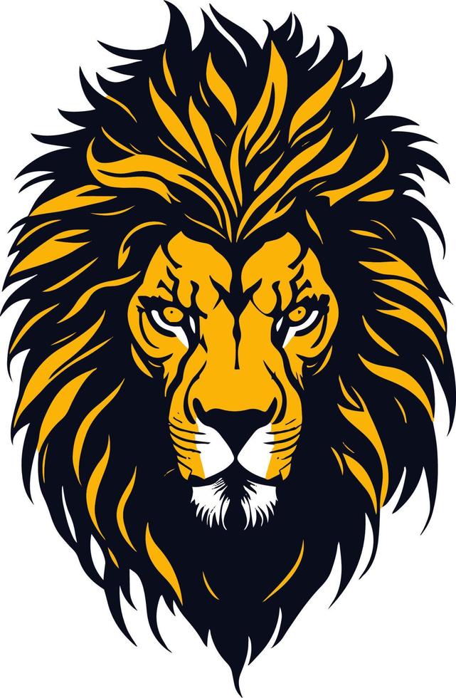 yellow lion head vector graphic illustration