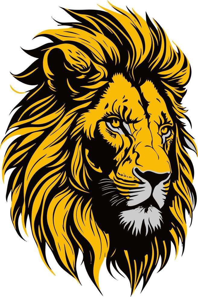 yellow lion head vector graphic illustration