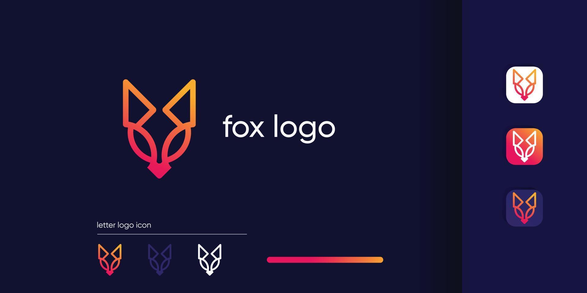 Fox logo design idea with simple and creative concept vector