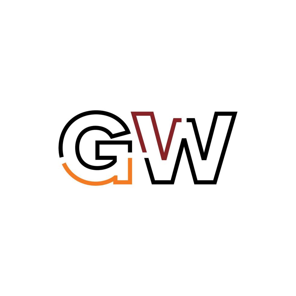 resumen letra gw logo diseño con línea conexión para tecnología y digital negocio compañía. vector