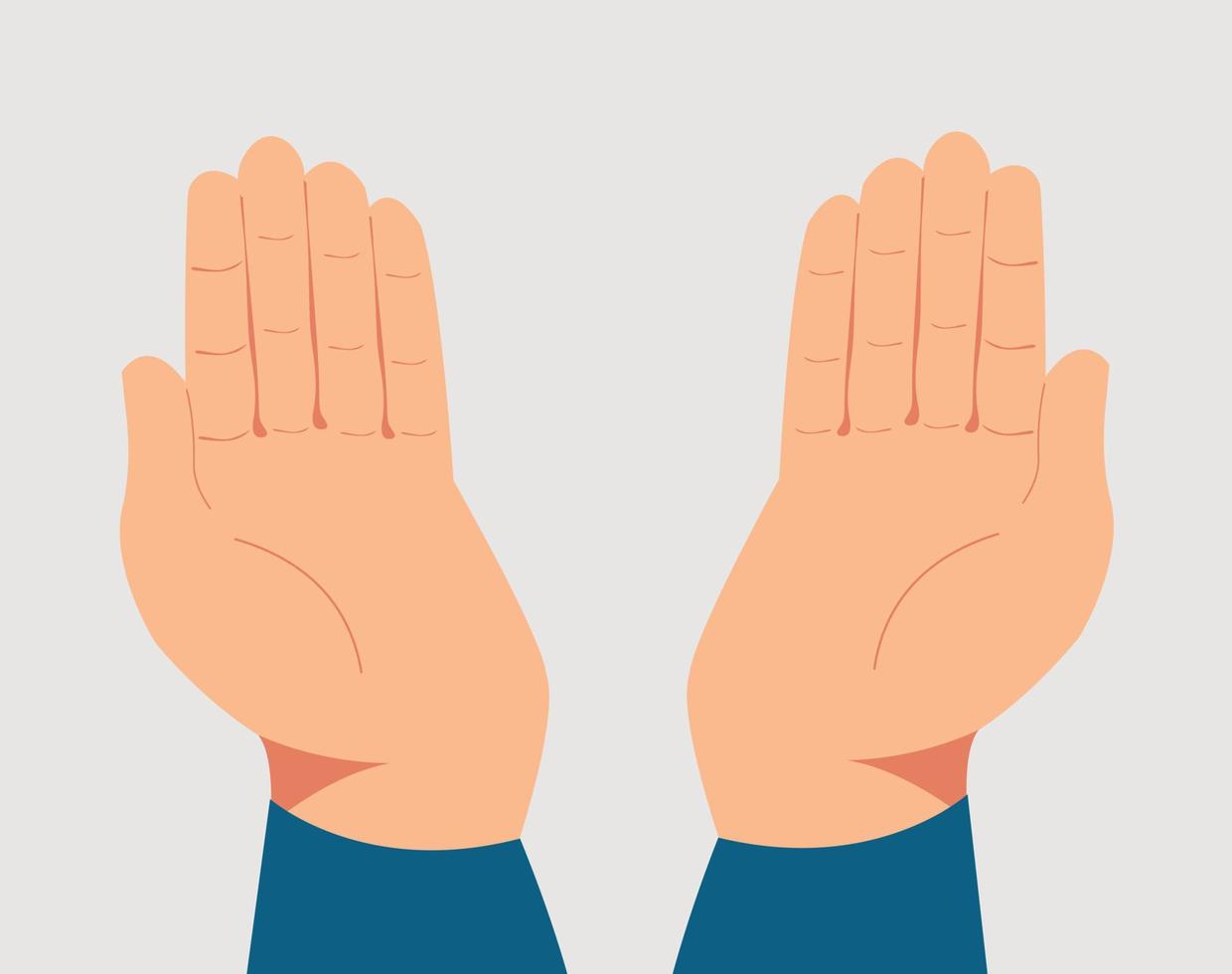 Illustration of praying hands. Concept of religion, god, faith and belief. Vector illustration