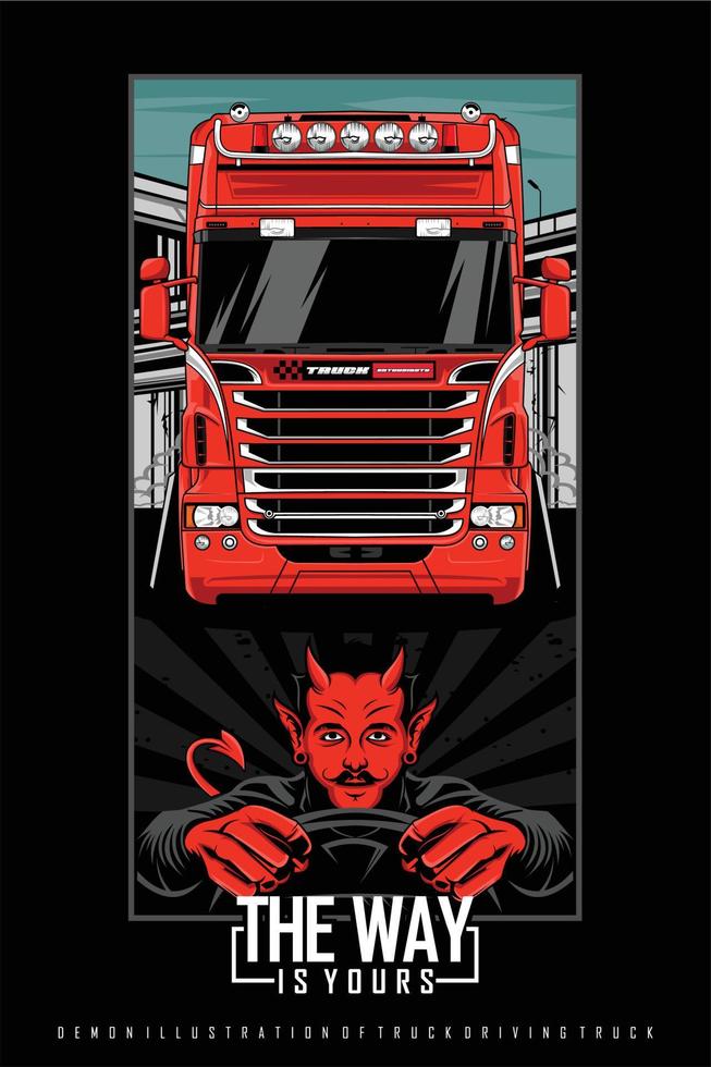 RED TRUCK ILLUSTRATION WITH A BLACK BACKGROUND vector