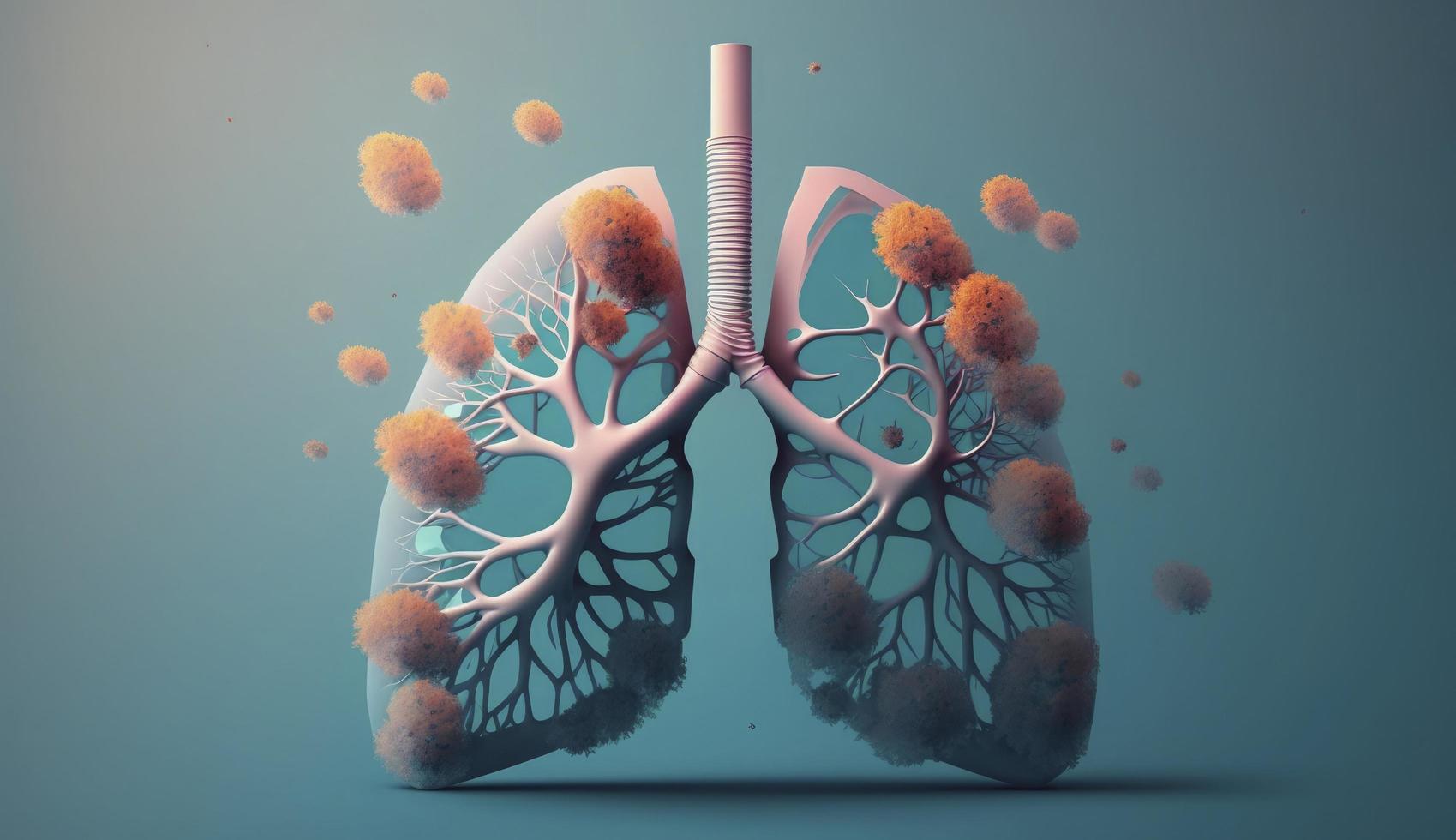 Lung disease frome smoking , air pollution on blue background, Generate Ai photo