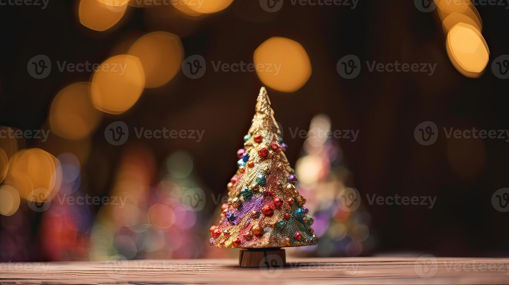 Christmas tree decoration on wooden background. . photo