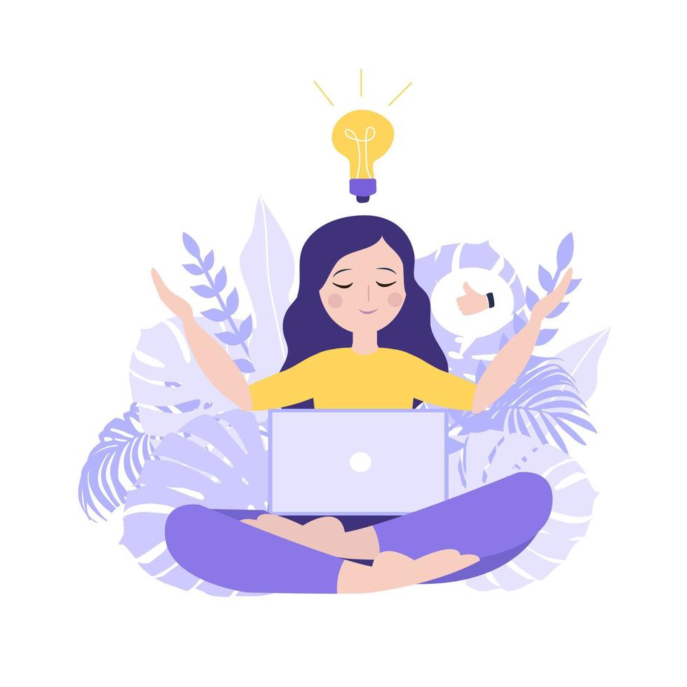 concept of meditation workflow, health benefits for body, mind and emotions vector