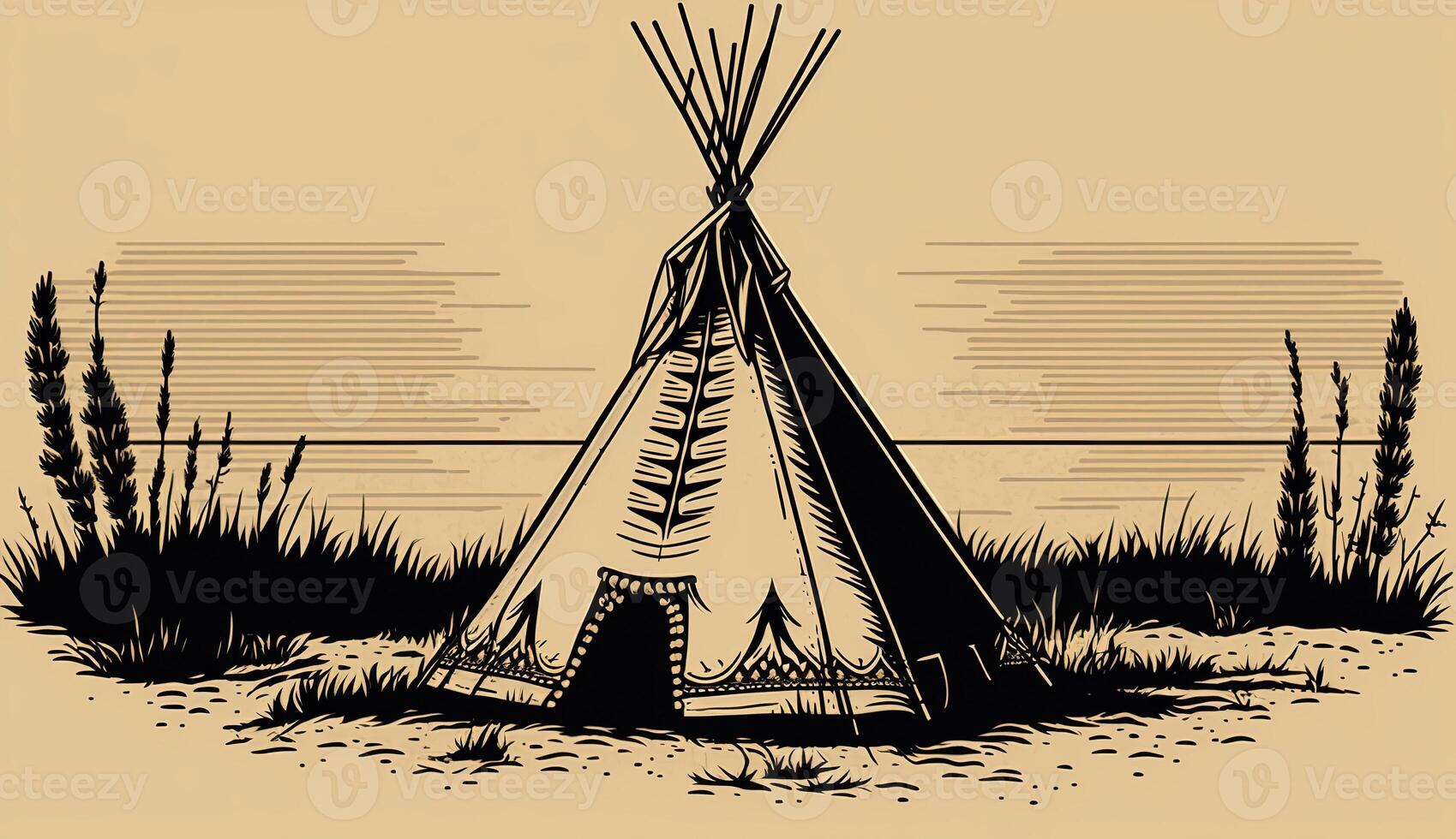 . . Native american tent wigwam house. Can be used for home decoration. Wild west. Graphic Art photo