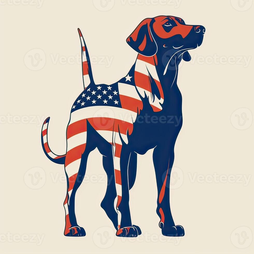 Dog illustration american flag with t-shirt design. . 22885698 Stock