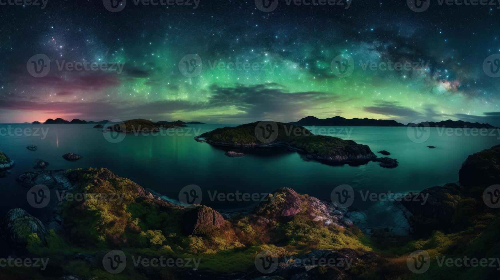 A beautiful portrait of northern lights scenery photo