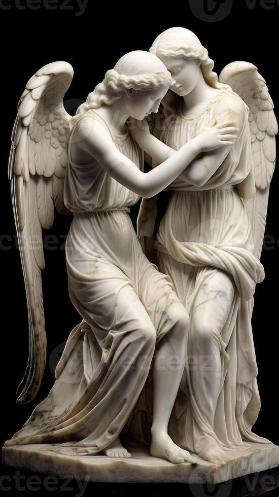 Amour and Psyche white marble statue epic photo