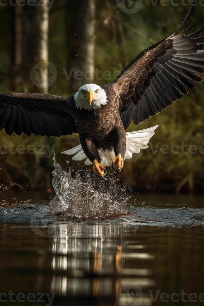 American Bald Eagle diving towards the sky close up photo