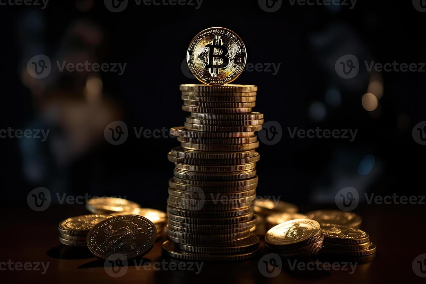 Cryptocurrency bitcoin the future coin. . photo