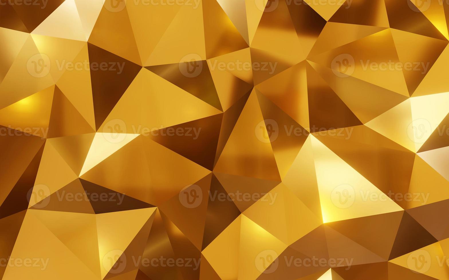 Abstract geometric gold color background, polygon, low poly pattern. 3d render illustration. photo