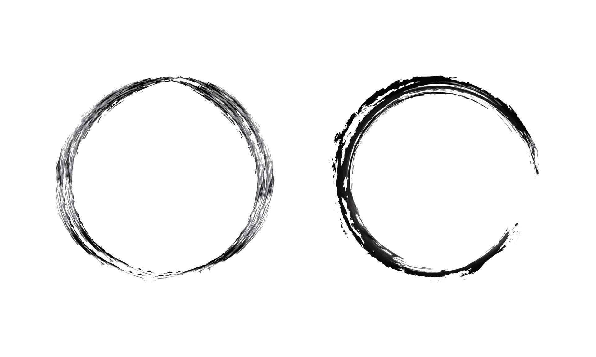 Watercolor circle frame. Hand drawn round line border. Vector hand