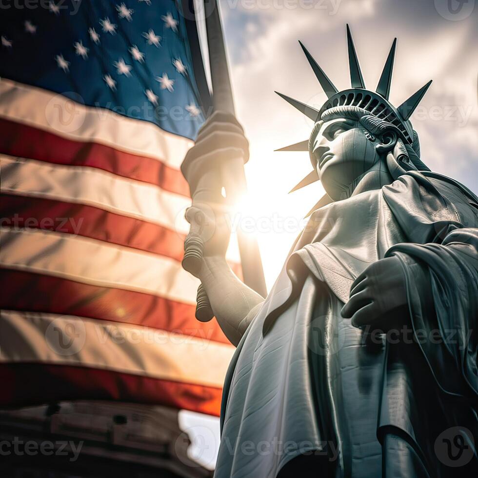 estatua de libertad. 4to de julio. independencia día de unido estados generativo ai. foto