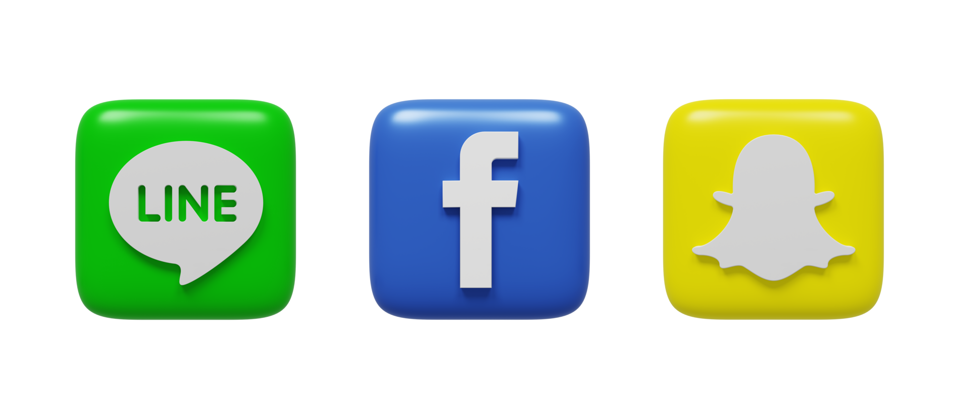 Sozial Medien Symbole Logos 3d machen. Facebook, Snapchat, Linie png