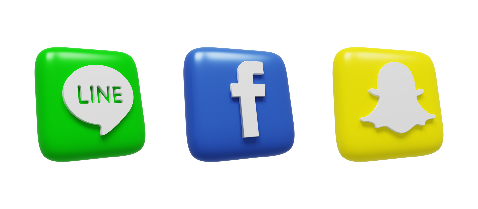 sociale media icone loghi 3d rendere. Facebook, snapchat, linea png