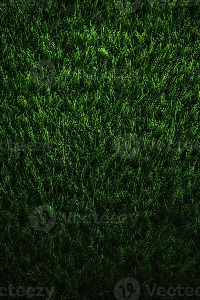 Field of fresh green grass texture as a background, top close up view. . photo