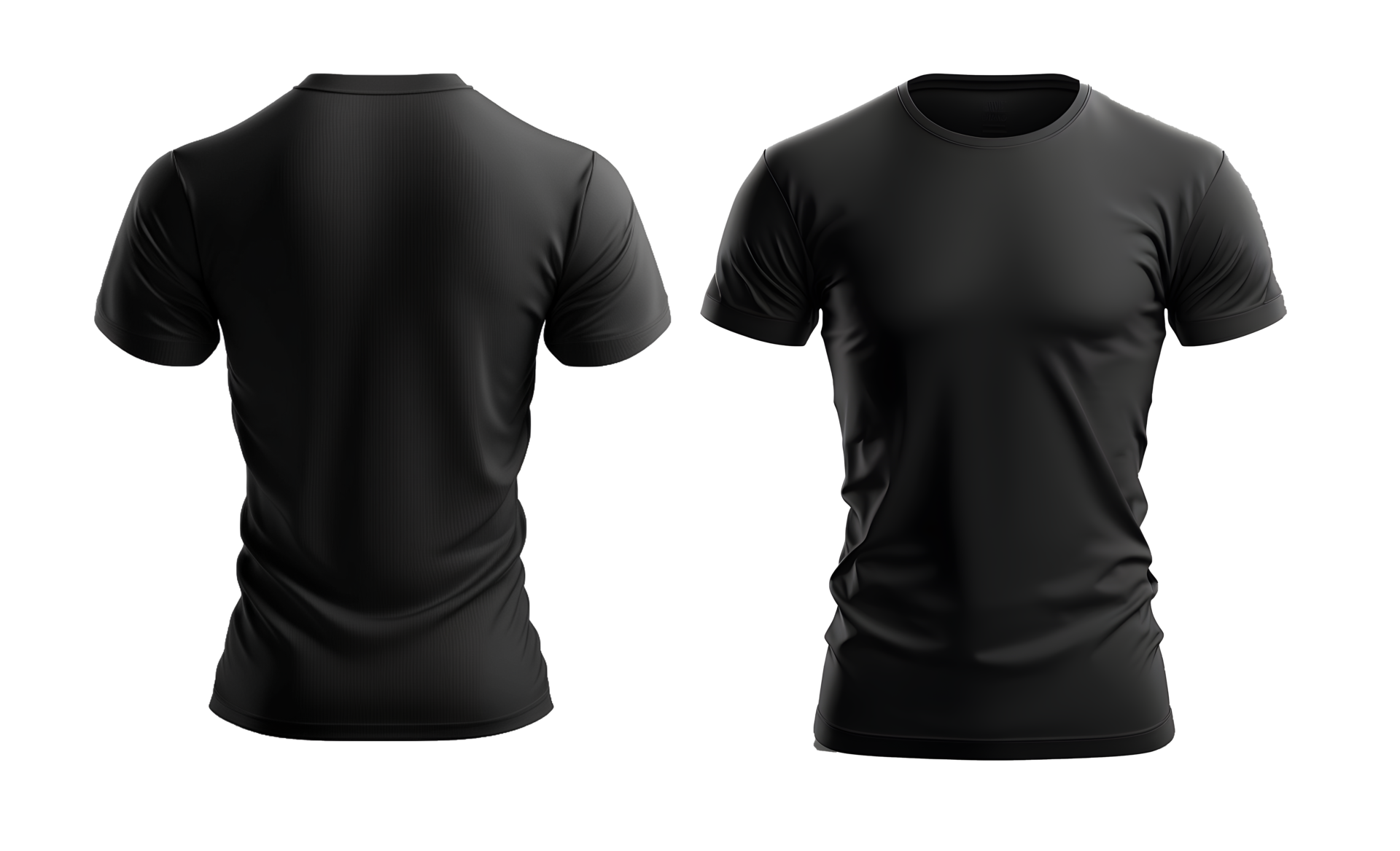 plain black t-shirt mockup template, with view, front and back ...