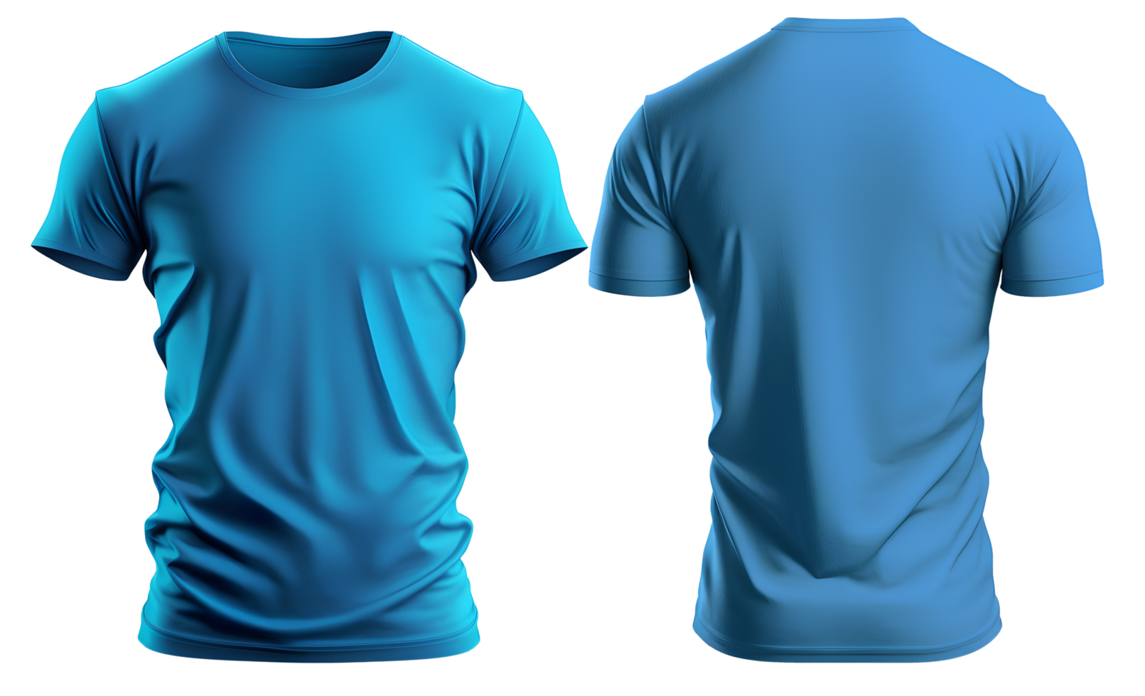 einfach Blau T-Shirt Attrappe, Lehrmodell, Simulation Vorlage, mit Ansicht, vorne, zurück, bearbeitet ai generiert Illustration mit transparent Hintergrund png Miniaturansicht