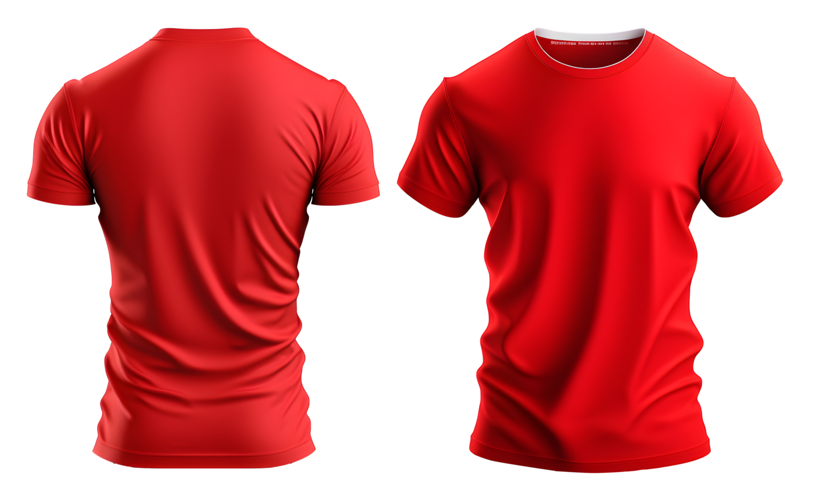 einfach rot T-Shirt Attrappe, Lehrmodell, Simulation Vorlage, mit Ansicht, vorne, zurück, bearbeitet ai generiert Illustration mit transparent Hintergrund png Miniaturansicht