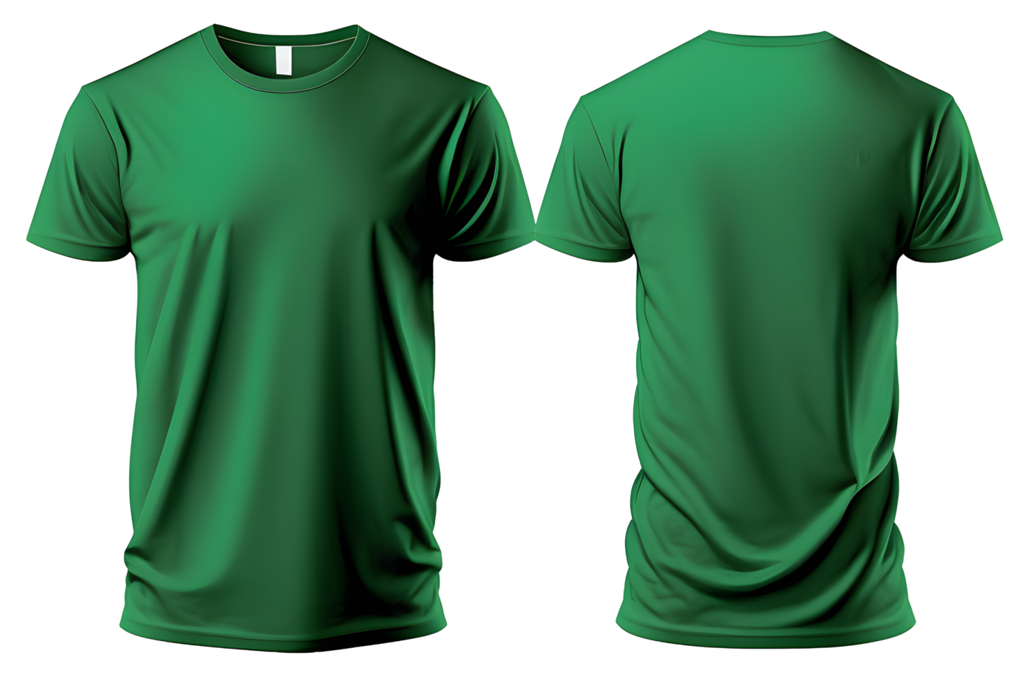 einfach Grün T-Shirt Attrappe, Lehrmodell, Simulation Vorlage, mit Ansicht, vorne, zurück, bearbeitet ai generiert Illustration mit transparent Hintergrund png Miniaturansicht