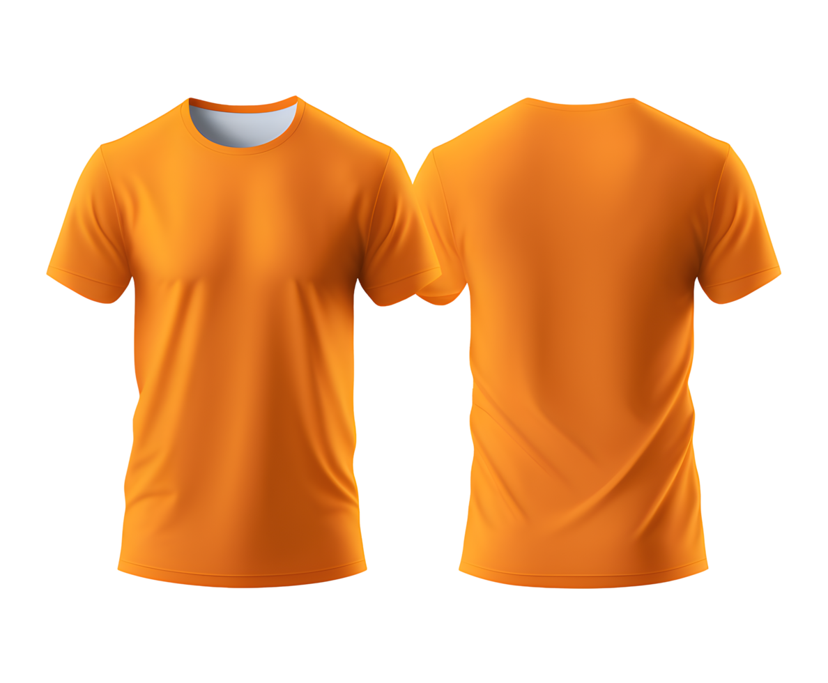 orange plain t-shirt mockup template, realistic design, png