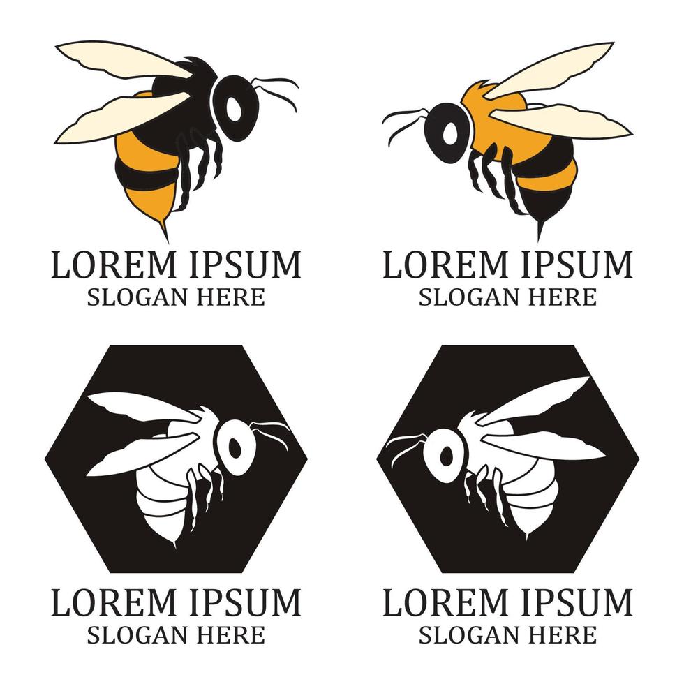 icono de diseño de ilustraciones de logotipo de abeja vector