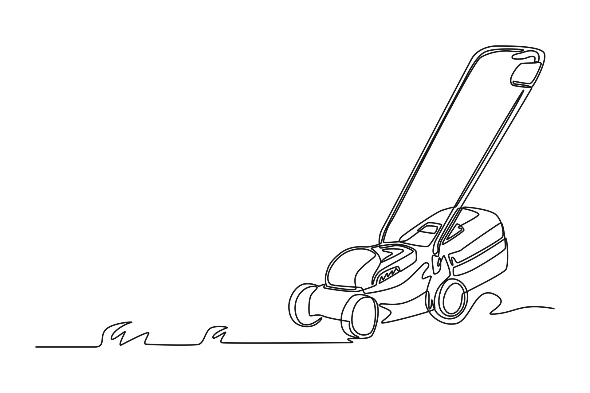 Single one line drawing lawn mower. Home appliances concept. Continuous