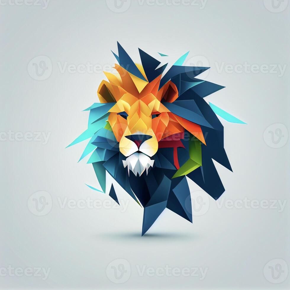 stylized image of a lions head. . photo