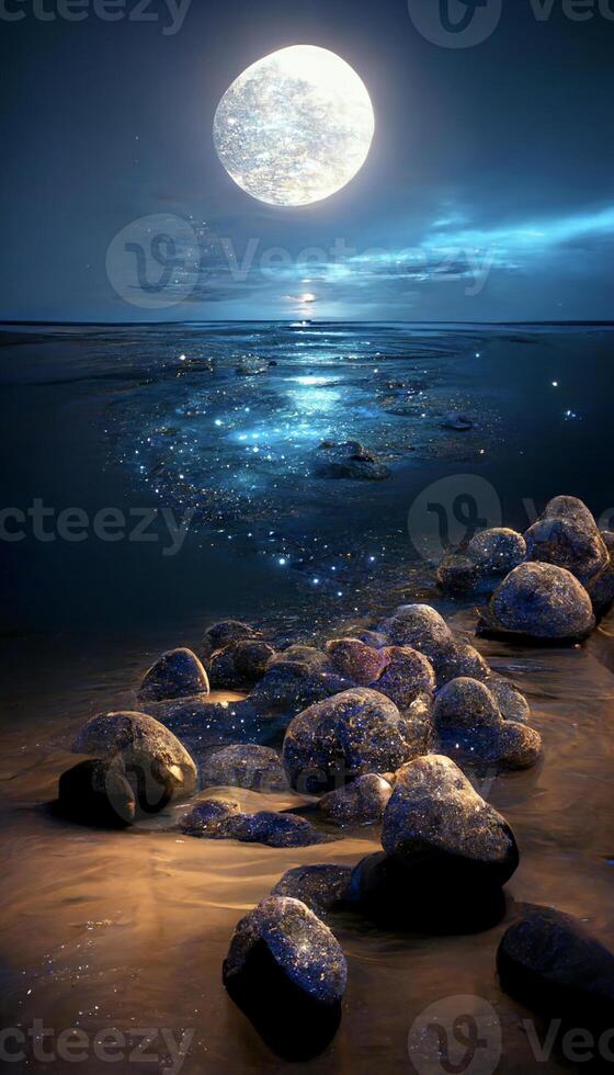 group of rocks sitting on top of a sandy beach. . photo