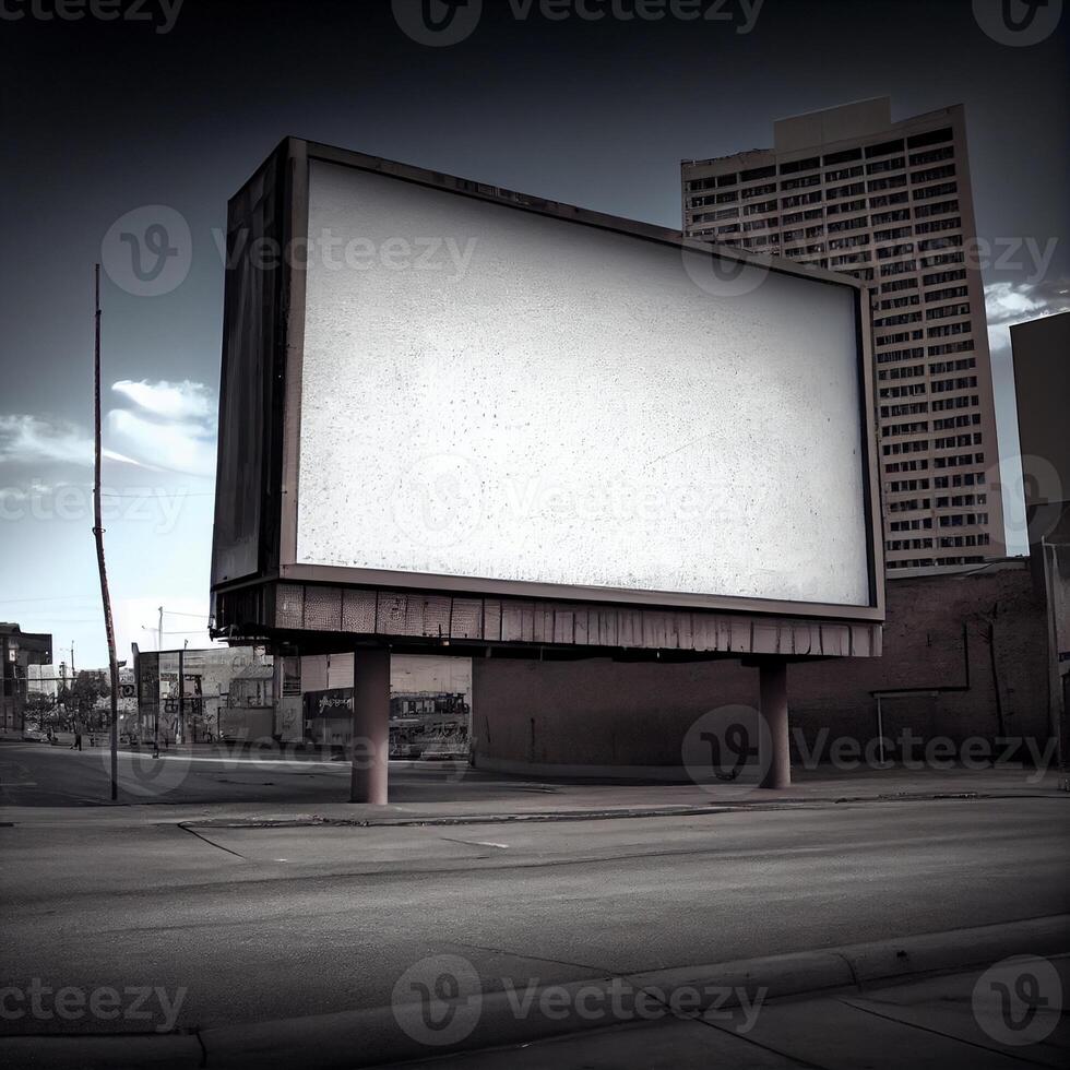 large billboard sitting on the side of a road. . photo
