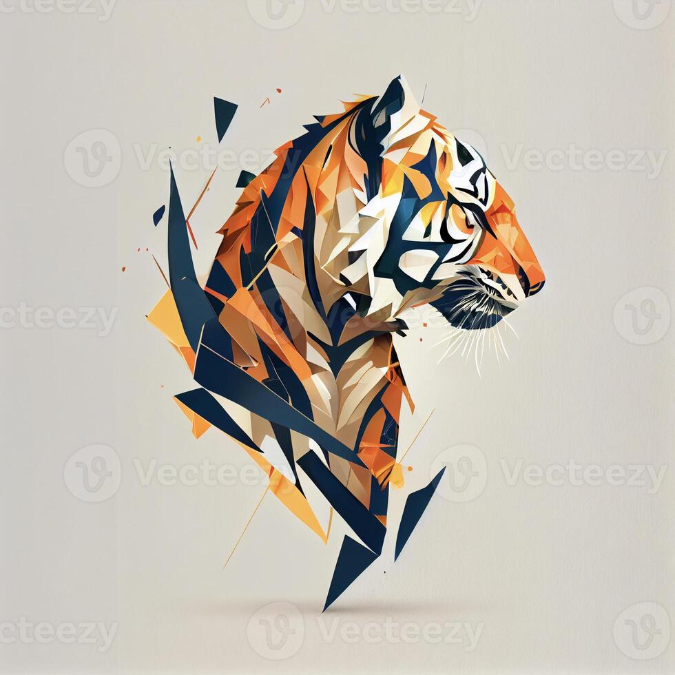 close up of a tiger on a white background. . photo