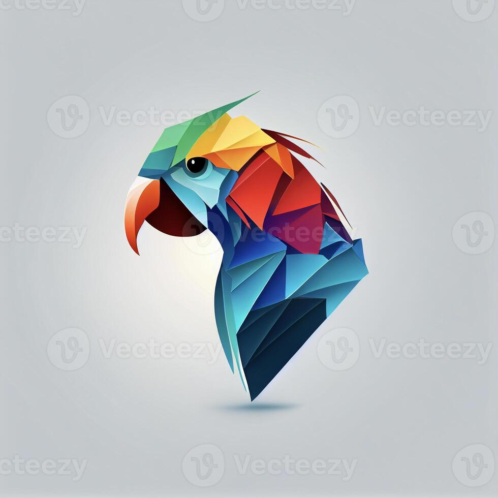 colorful parrot sitting on top of a white surface. . photo