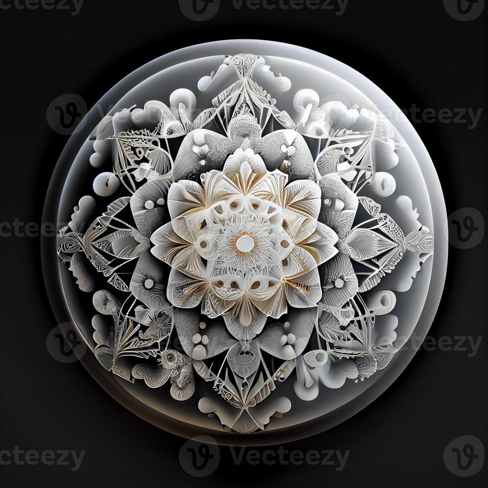 close up of a paper flower on a plate. . photo