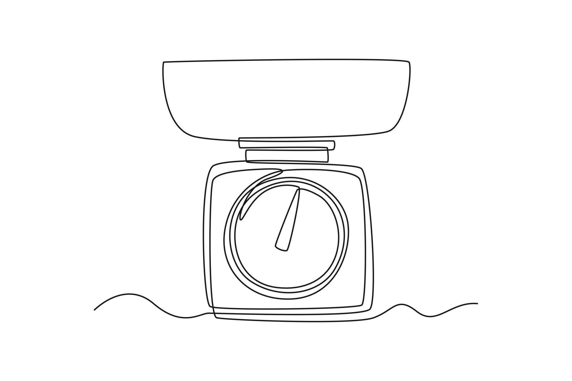Single one line drawing scale. Home appliances concept. Continuous line